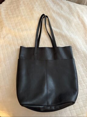 Able Black Leather Tote Bag